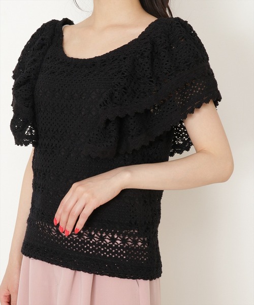 WILLSELECTION（ウィルセレクション）の「カットレースラッフルブラウス（シャツ/ブラウス・レディース・オフホワイト/ブラック・MEDIUM）」の11枚目の写真