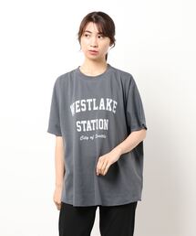 Samansa Mos2 blue | ロゴビッグTee(Tシャツ/カットソー)