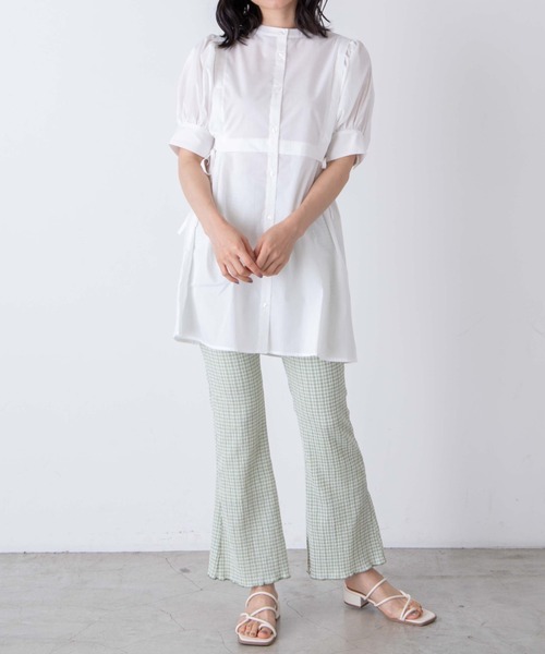 WEGO（ウィゴー）の「WEGO/ショルダータックチュニックシャツ（シャツ/ブラウス・レディース・ホワイト/ブルー系その他4・FREE）」の7枚目の写真