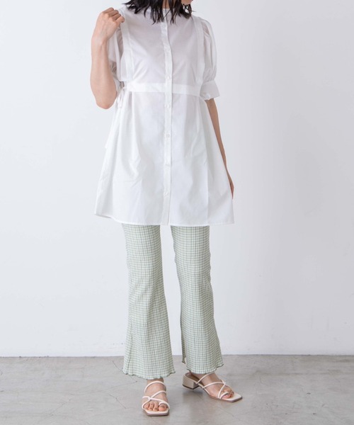 WEGO（ウィゴー）の「WEGO/ショルダータックチュニックシャツ（シャツ/ブラウス・レディース・ホワイト/ブルー系その他4・FREE）」の9枚目の写真