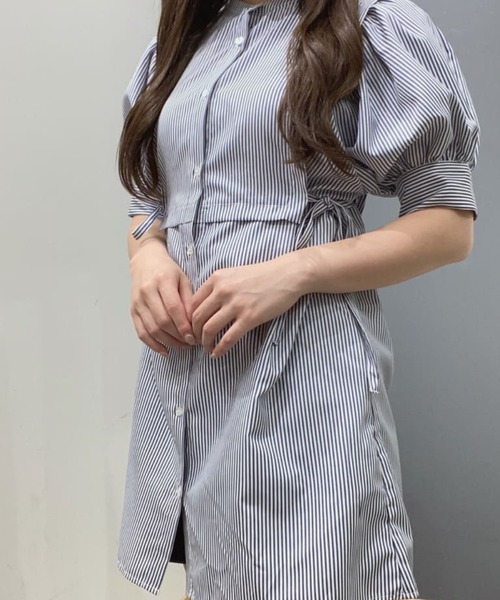 WEGO（ウィゴー）の「WEGO/ショルダータックチュニックシャツ（シャツ/ブラウス・レディース・ホワイト/ブルー系その他4・FREE）」の5枚目の写真