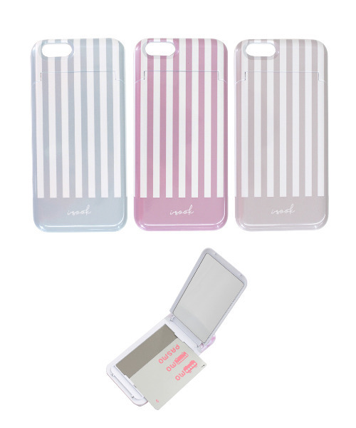 ISOOK（アイスー）の「MAYUさんコラボ カードケース&ミラー付きiPhoneケース（スマホケース/カバー・レディース・ベージュ/グレー/ピンク・6/7）」の4枚目の写真