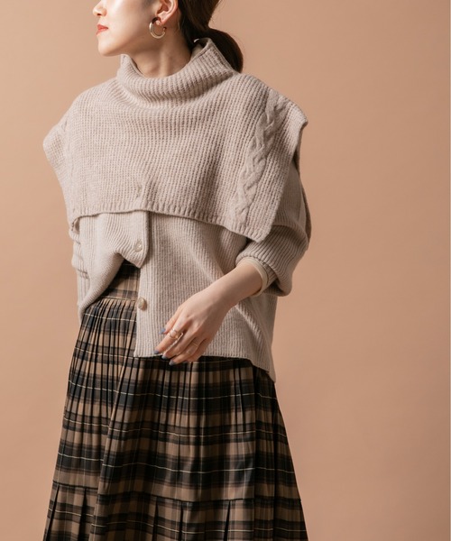 Eimee Law(エイミーロウ)の「SET UPポンチョ&カーデ(その他トップス・レディース・ダークブラウン/ベージュ/グリーン・38)」の8枚目の写真