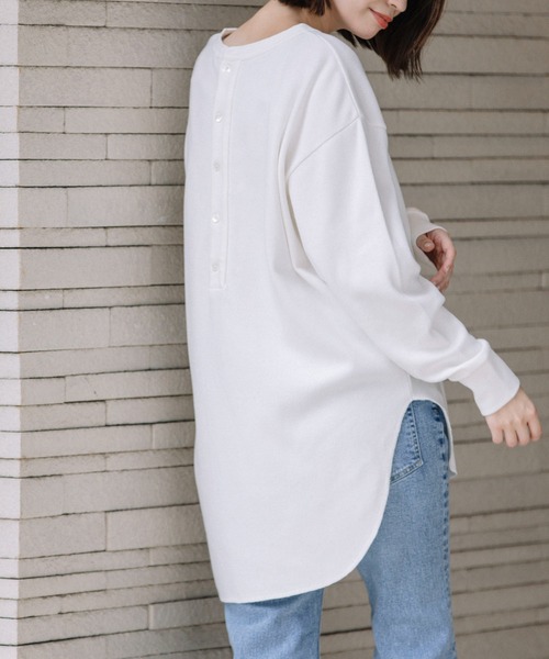 Munich（ミューニック）の「ストレッチサーマルバックヘンリーネックプルオーバー（Tシャツ/カットソー・レディース・ブラック/ベージュ/オフホワイト/カーキ/グリーン・FREE）」の2枚目の写真