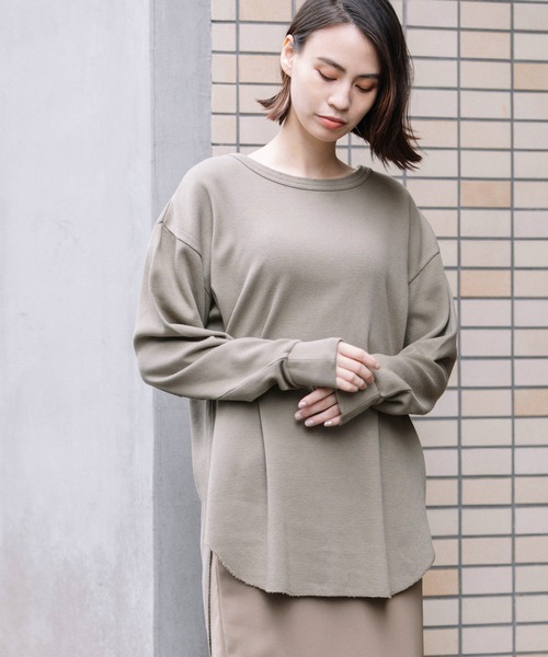 Munich（ミューニック）の「ストレッチサーマルバックヘンリーネックプルオーバー（Tシャツ/カットソー・レディース・ブラック/ベージュ/オフホワイト/カーキ/グリーン・FREE）」の11枚目の写真