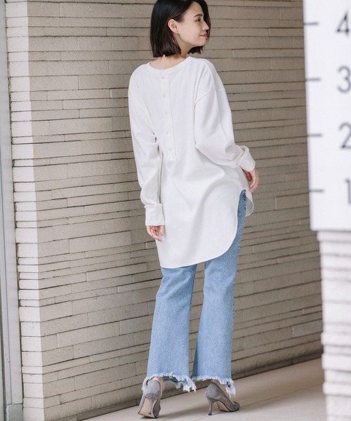 Munich（ミューニック）の「ストレッチサーマルバックヘンリーネックプルオーバー（Tシャツ/カットソー・レディース・ブラック/ベージュ/オフホワイト/カーキ/グリーン・FREE）」の14枚目の写真