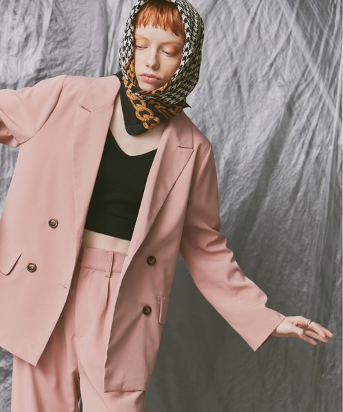 Happy John(ハッピージョン)の「basic color tailored jacket/ベーシックカラーテーラードジャケット(テーラードジャケット・レディース・ブラック/ダークグリーン/マスタード/ブルーグレー/イエロー/ピンク/カーキ・FREE)」の7枚目の写真