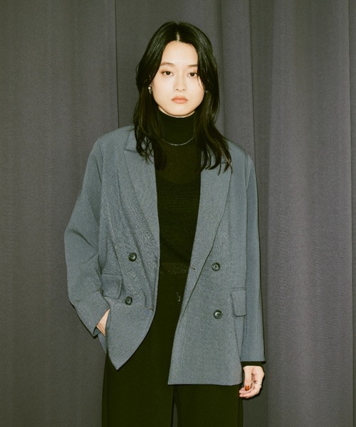 Happy John(ハッピージョン)の「basic color tailored jacket/ベーシックカラーテーラードジャケット(テーラードジャケット・レディース・ブラック/ダークグリーン/マスタード/ブルーグレー/イエロー/ピンク/カーキ・FREE)」の3枚目の写真