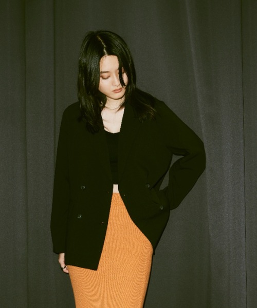 Happy John(ハッピージョン)の「basic color tailored jacket/ベーシックカラーテーラードジャケット(テーラードジャケット・レディース・ブラック/ダークグリーン/マスタード/ブルーグレー/イエロー/ピンク/カーキ・FREE)」の2枚目の写真