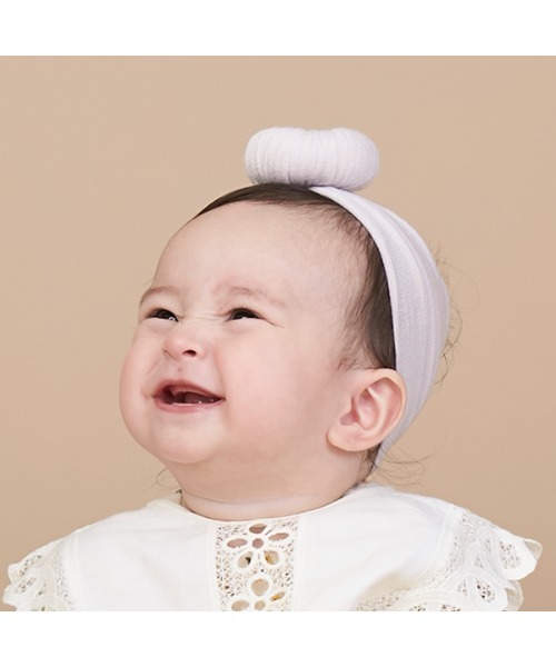 petit main(プティマイン)の「おだんごヘアバンド(ヘアバンド・キッズ・アイボリー/カーキ/プラム・FREE)」の2枚目の写真