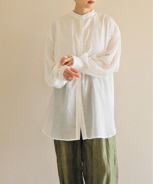 y/m by Yukie（イムバイユキエ）の「シアーラッフルシャツ（シャツ/ブラウス・レディース・モカ/オフホワイト・FREE）」の21枚目の写真