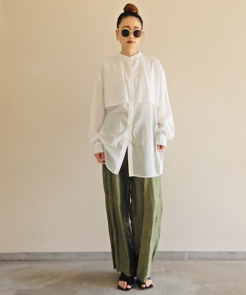 y/m by Yukie（イムバイユキエ）の「シアーラッフルシャツ（シャツ/ブラウス・レディース・モカ/オフホワイト・FREE）」の16枚目の写真