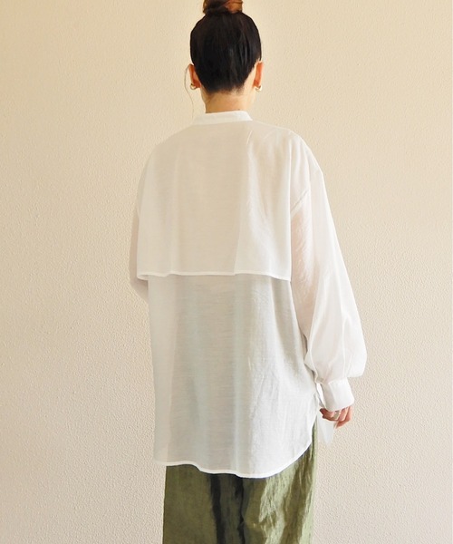 y/m by Yukie（イムバイユキエ）の「シアーラッフルシャツ（シャツ/ブラウス・レディース・モカ/オフホワイト・FREE）」の10枚目の写真