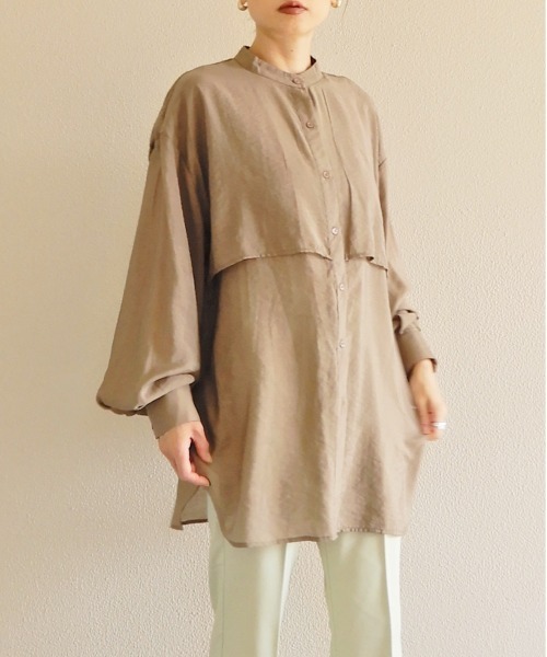 y/m by Yukie（イムバイユキエ）の「シアーラッフルシャツ（シャツ/ブラウス・レディース・モカ/オフホワイト・FREE）」の12枚目の写真