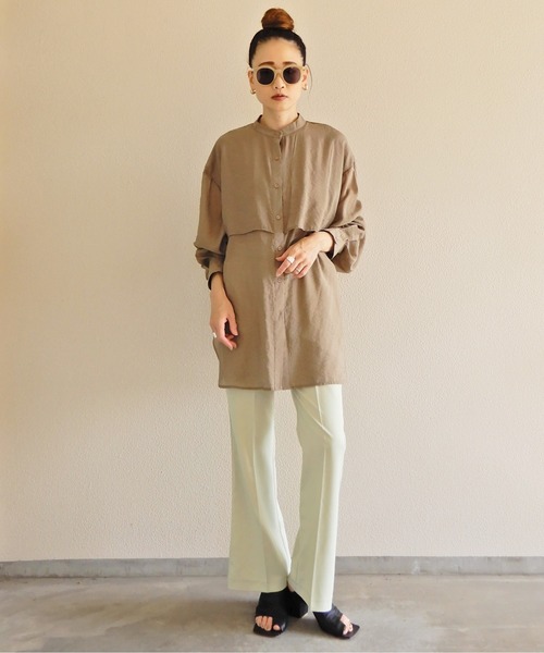 y/m by Yukie（イムバイユキエ）の「シアーラッフルシャツ（シャツ/ブラウス・レディース・モカ/オフホワイト・FREE）」の19枚目の写真