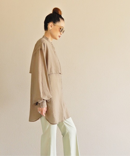 y/m by Yukie（イムバイユキエ）の「シアーラッフルシャツ（シャツ/ブラウス・レディース・モカ/オフホワイト・FREE）」の8枚目の写真