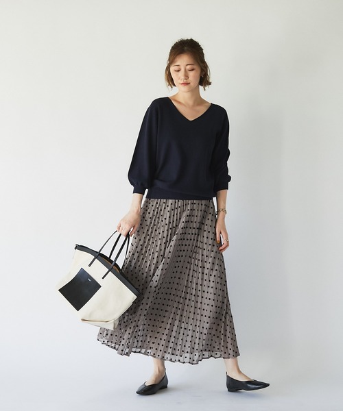 un dix cors（アンディコール）の「華やかさをプラス　フロッキードットプリーツスカート（スカート・レディース・モカ/ベージュ・FREE）」の11枚目の写真