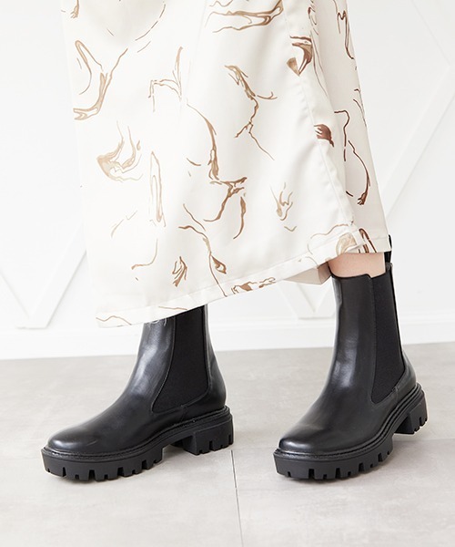 JELLY BEANS(ジェリービーンズ)の「トラックソールサイドゴアブーツ(214-40247)JELLY BEANS(ジェリービーンズ)(ブーツ・レディース・ブラック/カーキ/アイボリー・S/M/L)」の11枚目の写真