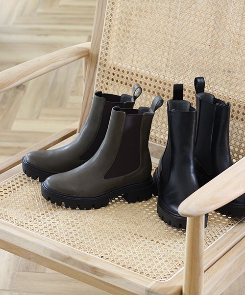 JELLY BEANS(ジェリービーンズ)の「トラックソールサイドゴアブーツ(214-40247)JELLY BEANS(ジェリービーンズ)(ブーツ・レディース・ブラック/カーキ/アイボリー・S/M/L)」の10枚目の写真