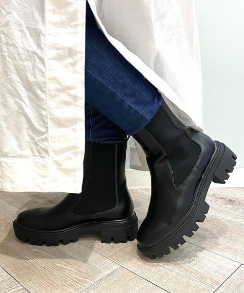 JELLY BEANS(ジェリービーンズ)の「トラックソールサイドゴアブーツ(214-40247)JELLY BEANS(ジェリービーンズ)(ブーツ・レディース・ブラック/カーキ/アイボリー・S/M/L)」の14枚目の写真