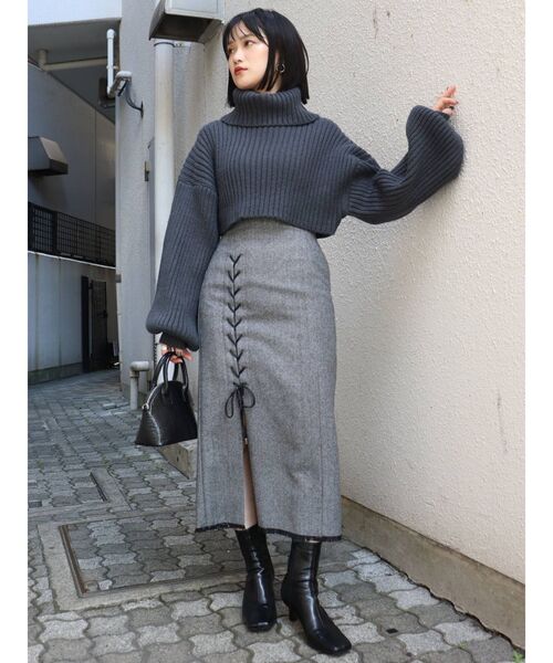 MURUA（ムルーア）の「ショートオフタートルニット（ニット/セーター・レディース・アイボリー/グレー/ブルー/ベージュ・FREE）」の18枚目の写真