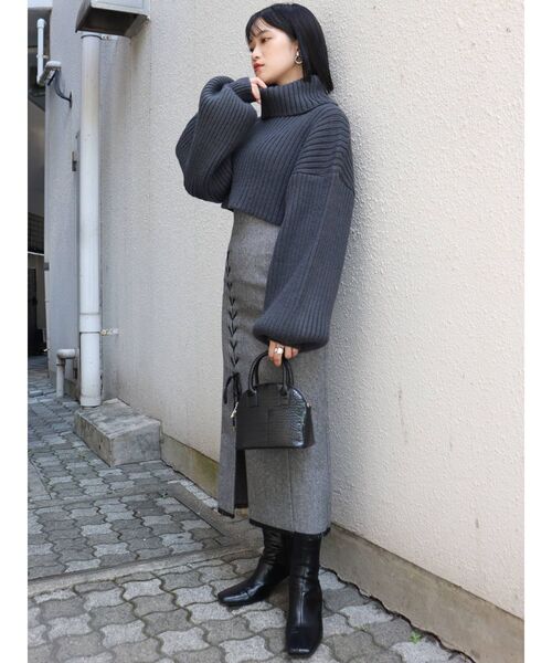 MURUA（ムルーア）の「ショートオフタートルニット（ニット/セーター・レディース・アイボリー/グレー/ブルー/ベージュ・FREE）」の20枚目の写真