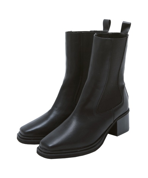 titivate（ティティベイト）の「スクエアトゥサイドゴアブーツ（ブーツ・レディース・ライトベージュ/ブラック・M/L/LL/S）」の16枚目の写真