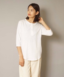 【HANES/ヘインズ】HANES Undiesリサイクルコットンヘンリーネック七分袖Tシャツ HW1-U501