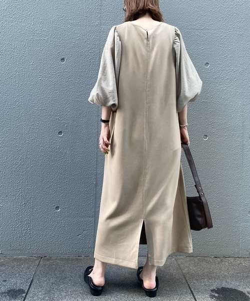 a.v.v(アーヴェヴェ)の「シアーパフスリーブワンピース(ワンピース・レディース・ベージュ/ブラック・34/36/40/38/42)」の14枚目の写真