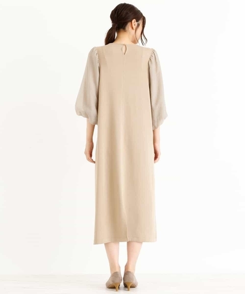 a.v.v(アーヴェヴェ)の「シアーパフスリーブワンピース(ワンピース・レディース・ベージュ/ブラック・34/36/40/38/42)」の10枚目の写真