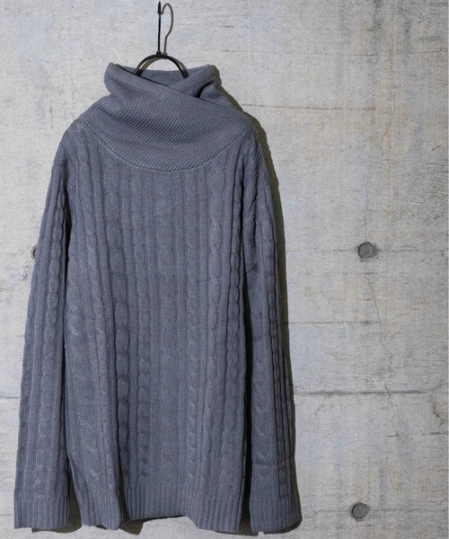 JOHN'S CLOSET(ジョンズクローゼット)の「【i】ショールネックデザインケーブルニット(ニット/セーター・メンズ・ブラック/ネイビー/杢グレー/ワイン/キナリ・MEDIUM/LARGE/X-LARGE)」の4枚目の写真