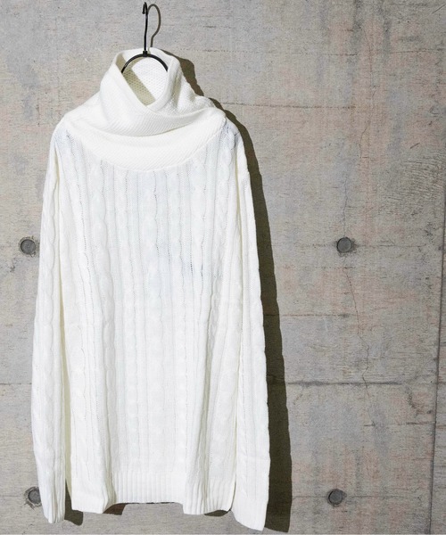 JOHN'S CLOSET(ジョンズクローゼット)の「【i】ショールネックデザインケーブルニット(ニット/セーター・メンズ・ブラック/ネイビー/杢グレー/ワイン/キナリ・MEDIUM/LARGE/X-LARGE)」の2枚目の写真