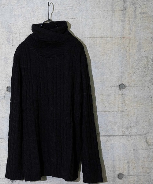 JOHN'S CLOSET(ジョンズクローゼット)の「【i】ショールネックデザインケーブルニット(ニット/セーター・メンズ・ブラック/ネイビー/杢グレー/ワイン/キナリ・MEDIUM/LARGE/X-LARGE)」の3枚目の写真