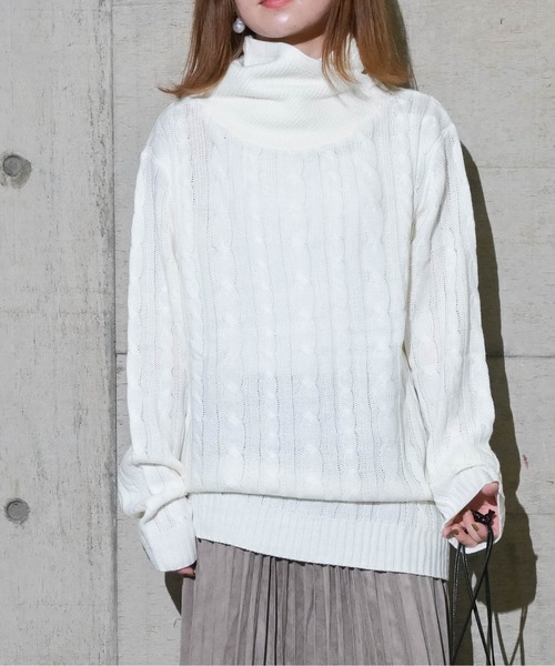 JOHN'S CLOSET(ジョンズクローゼット)の「【i】ショールネックデザインケーブルニット(ニット/セーター・メンズ・ブラック/ネイビー/杢グレー/ワイン/キナリ・MEDIUM/LARGE/X-LARGE)」の7枚目の写真