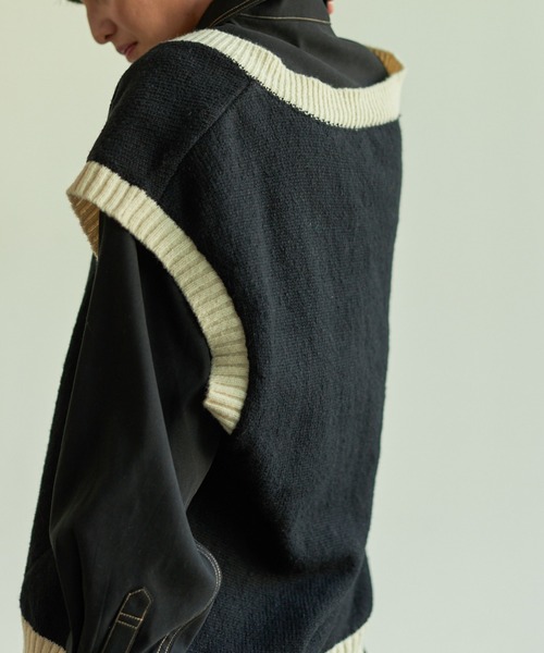 VACANCY（ヴァカンシー）の「配色ニットベスト（ベスト・レディース・グリーン/ブラック/オレンジ・FREE）」の16枚目の写真