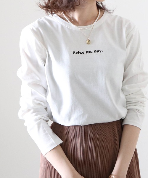 Cheek(チーク)の「ミニロゴプリント長袖Tee(Tシャツ/カットソー・レディース・ブラック/オフホワイト/ホワイト×ブラック・MEDIUM)」の3枚目の写真