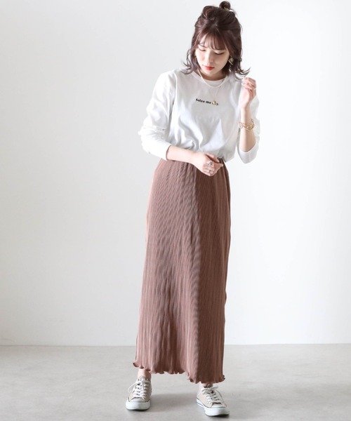 Cheek(チーク)の「ミニロゴプリント長袖Tee(Tシャツ/カットソー・レディース・ブラック/オフホワイト/ホワイト×ブラック・MEDIUM)」の9枚目の写真