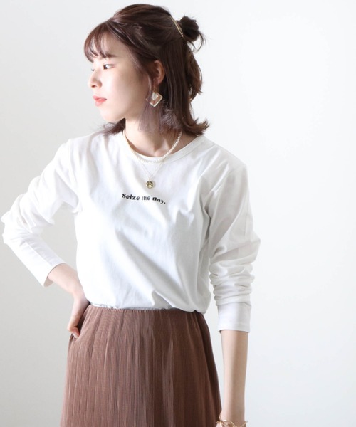 Cheek(チーク)の「ミニロゴプリント長袖Tee(Tシャツ/カットソー・レディース・ブラック/オフホワイト/ホワイト×ブラック・MEDIUM)」の20枚目の写真