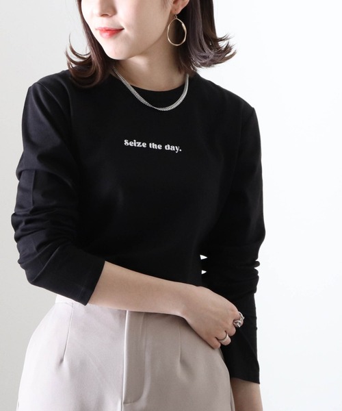 Cheek(チーク)の「ミニロゴプリント長袖Tee(Tシャツ/カットソー・レディース・ブラック/オフホワイト/ホワイト×ブラック・MEDIUM)」の16枚目の写真