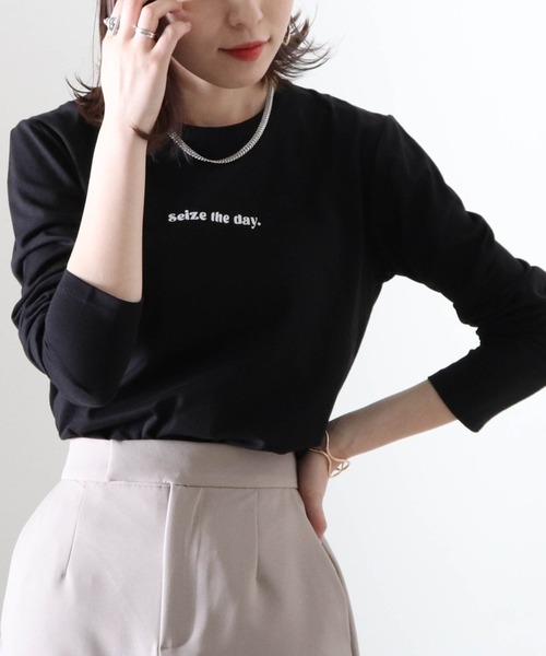 Cheek(チーク)の「ミニロゴプリント長袖Tee(Tシャツ/カットソー・レディース・ブラック/オフホワイト/ホワイト×ブラック・MEDIUM)」の14枚目の写真