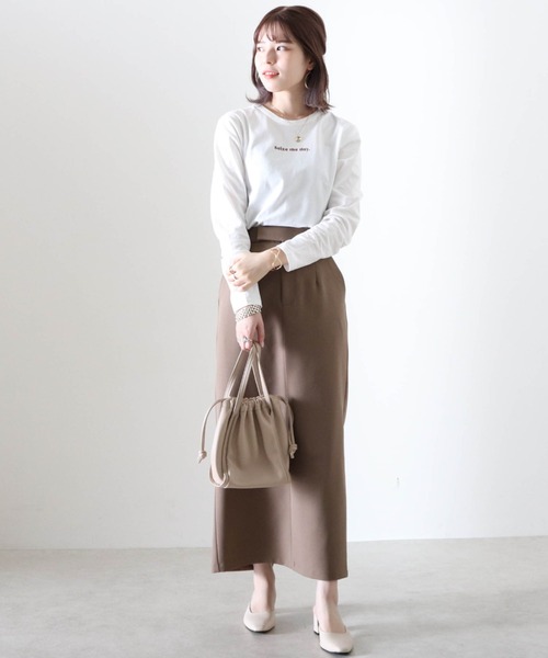 Cheek(チーク)の「ミニロゴプリント長袖Tee(Tシャツ/カットソー・レディース・ブラック/オフホワイト/ホワイト×ブラック・MEDIUM)」の4枚目の写真