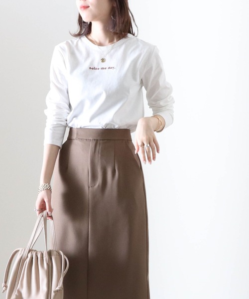 Cheek(チーク)の「ミニロゴプリント長袖Tee(Tシャツ/カットソー・レディース・ブラック/オフホワイト/ホワイト×ブラック・MEDIUM)」の6枚目の写真