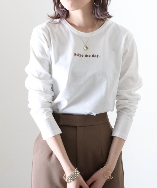 Cheek(チーク)の「ミニロゴプリント長袖Tee(Tシャツ/カットソー・レディース・ブラック/オフホワイト/ホワイト×ブラック・MEDIUM)」の10枚目の写真