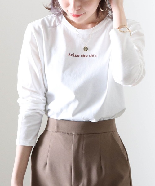 Cheek(チーク)の「ミニロゴプリント長袖Tee(Tシャツ/カットソー・レディース・ブラック/オフホワイト/ホワイト×ブラック・MEDIUM)」の22枚目の写真