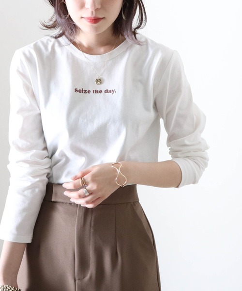 Cheek(チーク)の「ミニロゴプリント長袖Tee(Tシャツ/カットソー・レディース・ブラック/オフホワイト/ホワイト×ブラック・MEDIUM)」の19枚目の写真