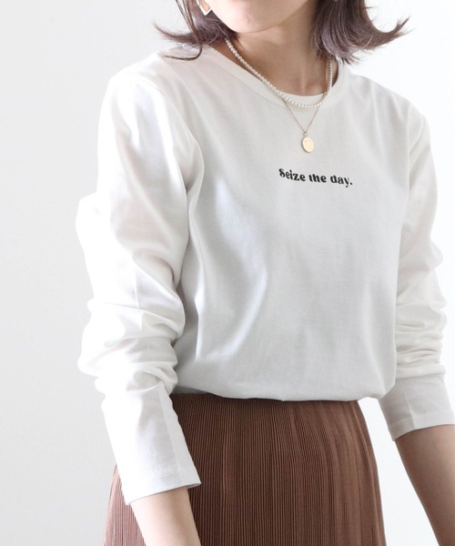 Cheek(チーク)の「ミニロゴプリント長袖Tee(Tシャツ/カットソー・レディース・ブラック/オフホワイト/ホワイト×ブラック・MEDIUM)」の13枚目の写真