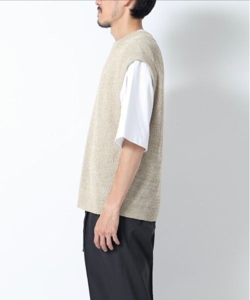 UNFIL(アンフィル)の「unfil アンフィル / organic hemp ribbed-knit vest オーガニックヘンプ リブニットベスト / WWSP-UU009(ベスト・メンズ・杢グレー/ベージュ・5/4)」の8枚目の写真