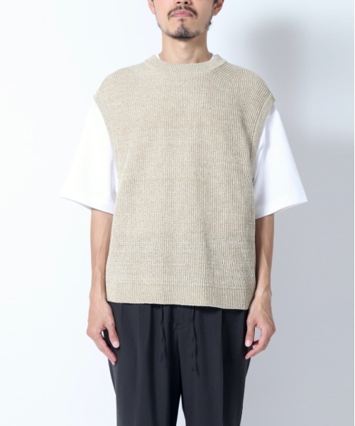 UNFIL(アンフィル)の「unfil アンフィル / organic hemp ribbed-knit vest オーガニックヘンプ リブニットベスト / WWSP-UU009(ベスト・メンズ・杢グレー/ベージュ・5/4)」の7枚目の写真