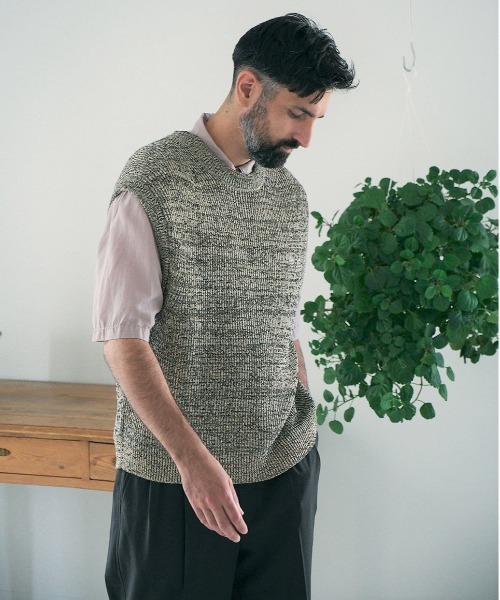 UNFIL(アンフィル)の「unfil アンフィル / organic hemp ribbed-knit vest オーガニックヘンプ リブニットベスト / WWSP-UU009(ベスト・メンズ・杢グレー/ベージュ・5/4)」の21枚目の写真