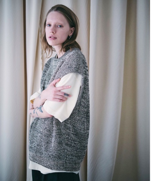 UNFIL(アンフィル)の「unfil アンフィル / organic hemp ribbed-knit vest オーガニックヘンプ リブニットベスト / WWSP-UU009(ベスト・メンズ・杢グレー/ベージュ・5/4)」の14枚目の写真